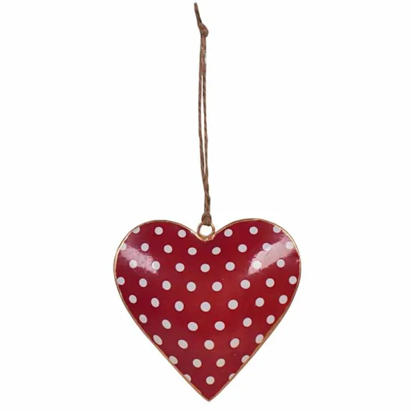 Sydänkoriste Vintage 10 cm Polka