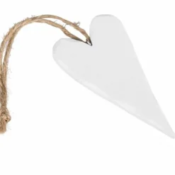 Sydän puuta 9 cm valkoinen