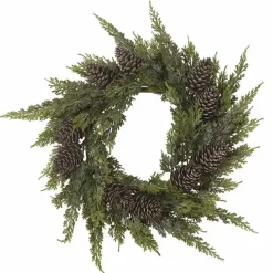 Sypressikranssi kävyillä 50 cm – ovikranssi