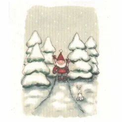 Tonttu metsäpolulla tiskirätti