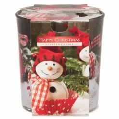Tuoksukynttilä lasiastiassa Happy Christmas
