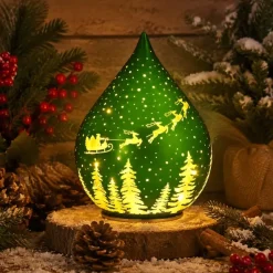 Valopisara LED-valolla Jouluaatto vihreä