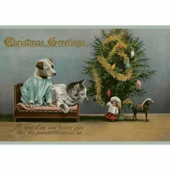 Vintage joulukortti Christmas Greetings