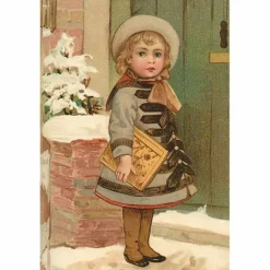 Vintage joulukortti Joulutyttö